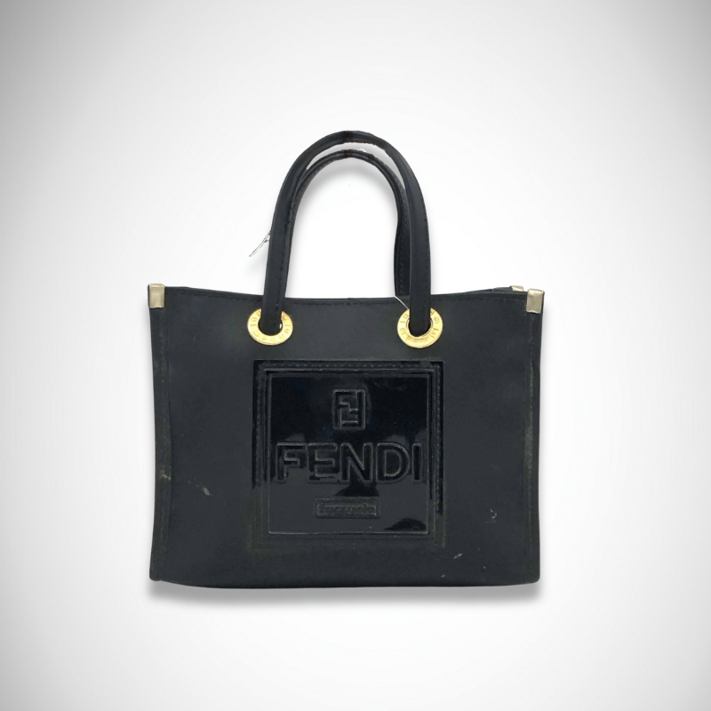Fendi Archival Fazzuolo Logo Vinyl Patent Leather Mini Tote Bag