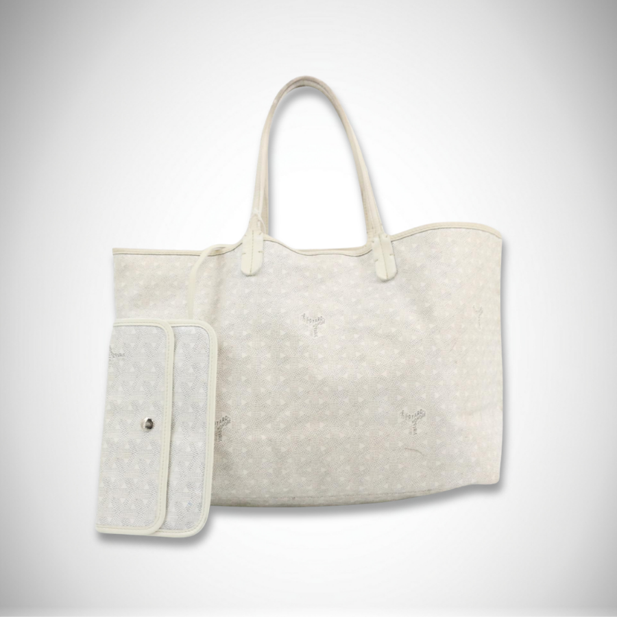 Goyard Rare Saint Louis PM Tote Bag White with Pouch