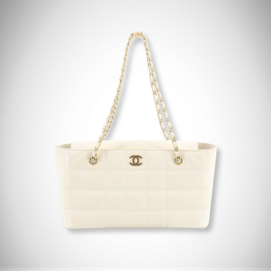 Chanel Vintage CC Coco Mark Chocolate Bar Tote Bag