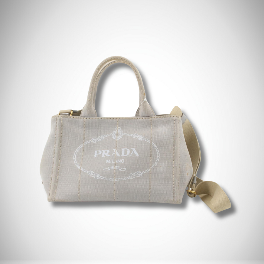Prada Canapa Logo-Print Tote Bag Small