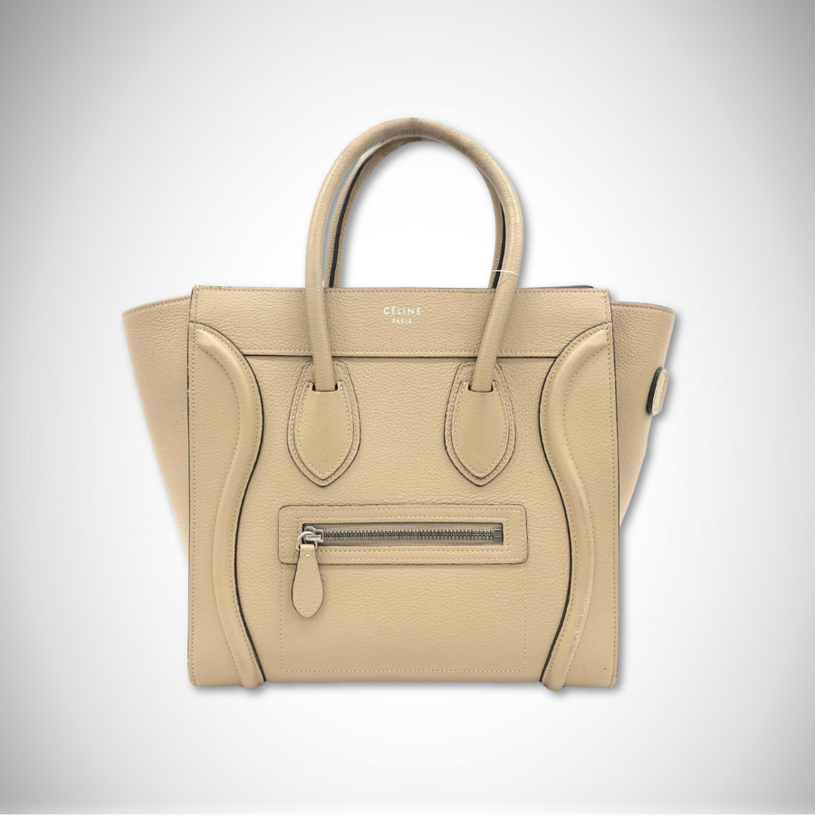 Celine Luggage Micro Shopper in Dune/Beige