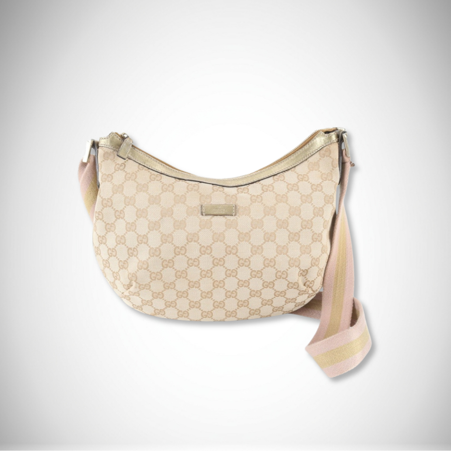 Gucci Vintage Archival GG Canvas Sherry Line Shoulder Bag Pink/Beige