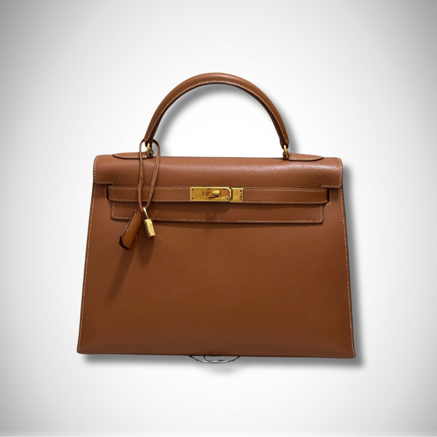 Hermès Vintage Kelly 32 in Gold Epsom Leather Gold Hardware ○Z Stamp No Strap