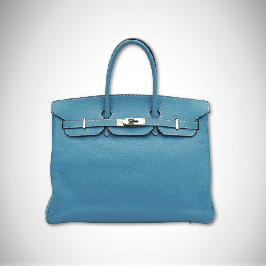 Hermès Birkin 35 Blue Jean Taurillon Clemence Palladium Hardware PHW ◻G (2003)