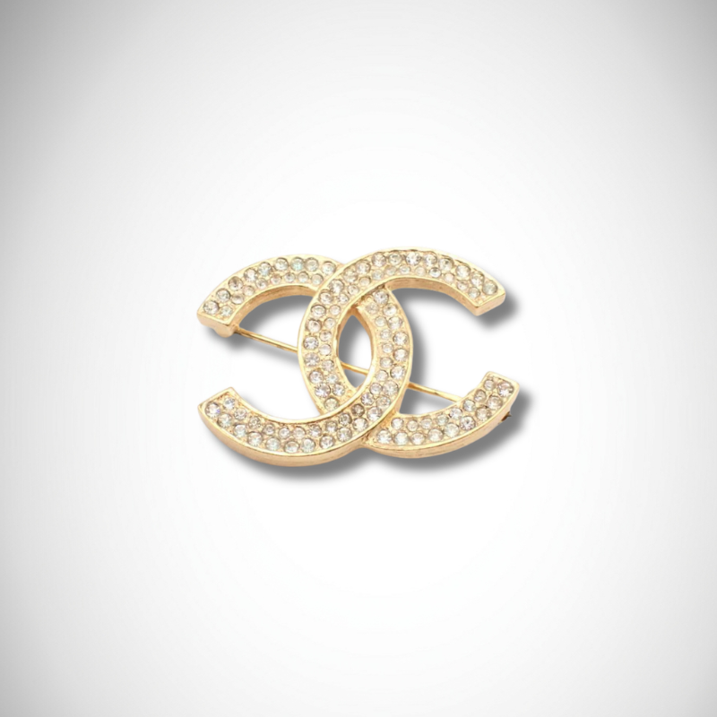 Chanel Archival Rhinestone Coco Brooch Gold