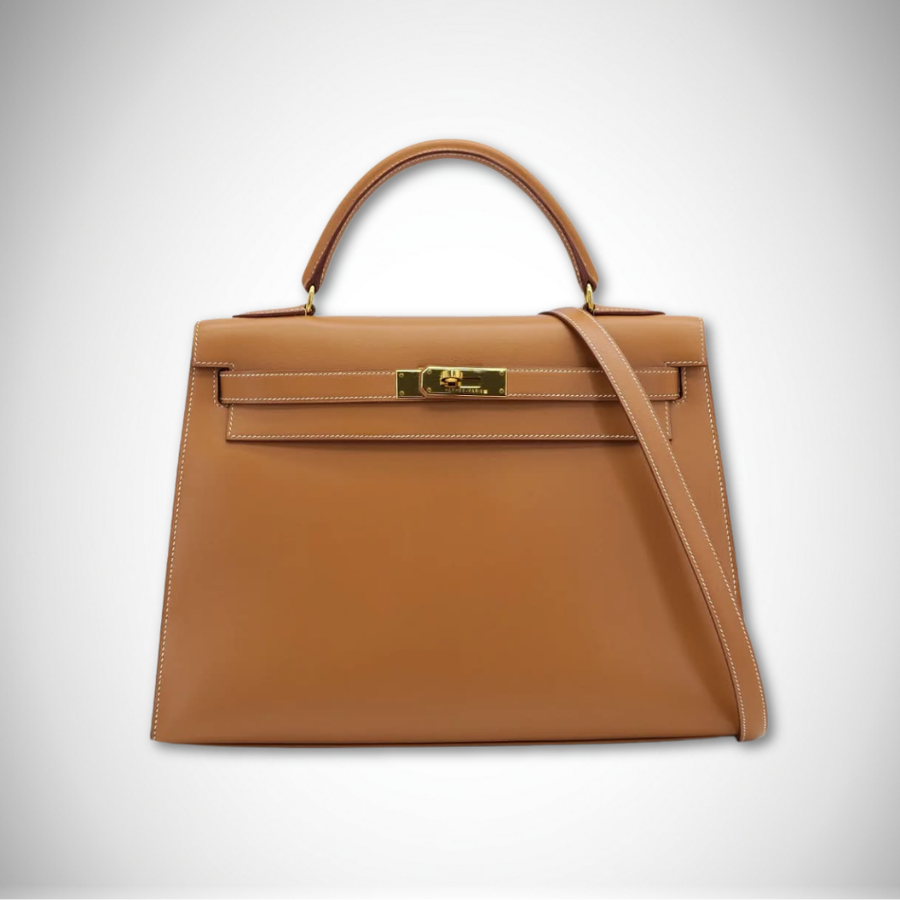 Hermès Kelly 32 Sellier in Natural Veau Chamonix Leather Gold Hardware Circle Z stamp (1996)