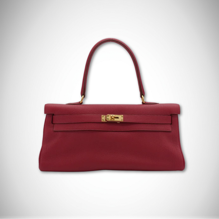 Hermès Shoulder Kelly 42 in Rubis Taurillon Clemence Leather Gold Hardware Square O stamp (2011)