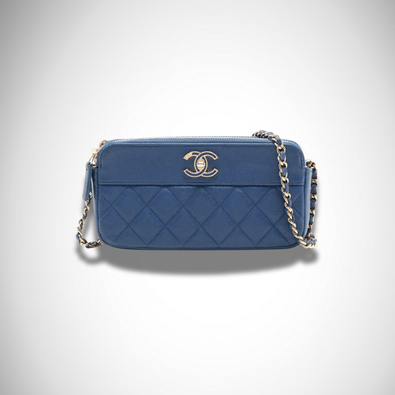 Chanel Archival Caviar Quilted Small Clutch in Light Blue
