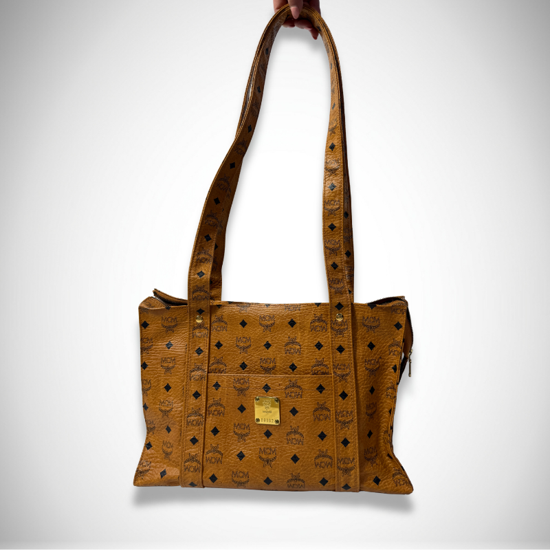 MCM Archival Visetos Coated Canvas East-West Zip Tote Bag
