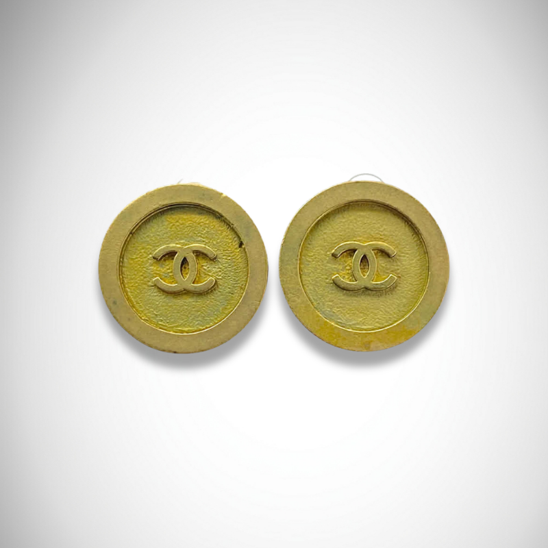 Chanel Vintage Coco Mark Round Earrings